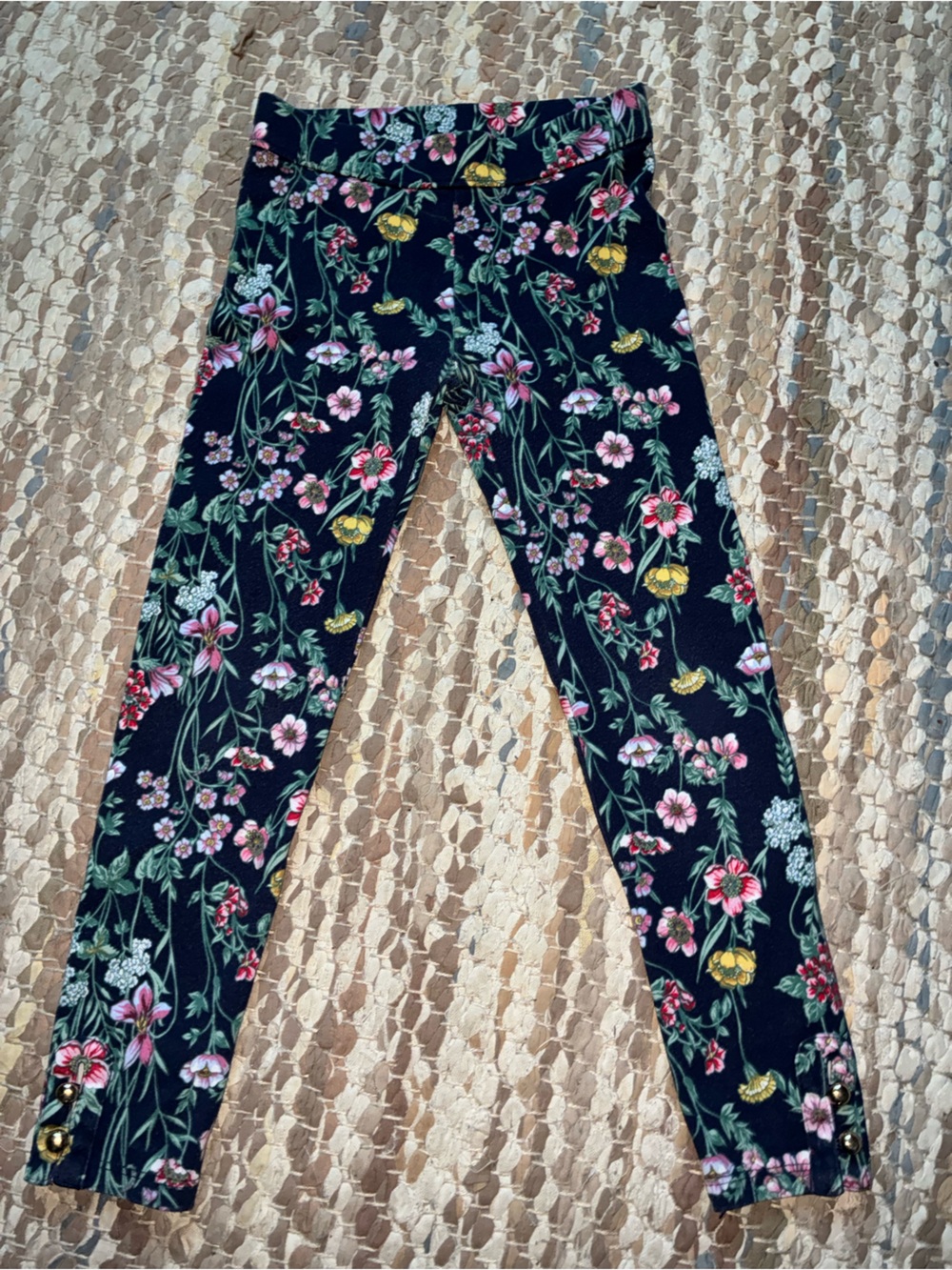 Janie and Jack Navy Floral Stretch Leggings